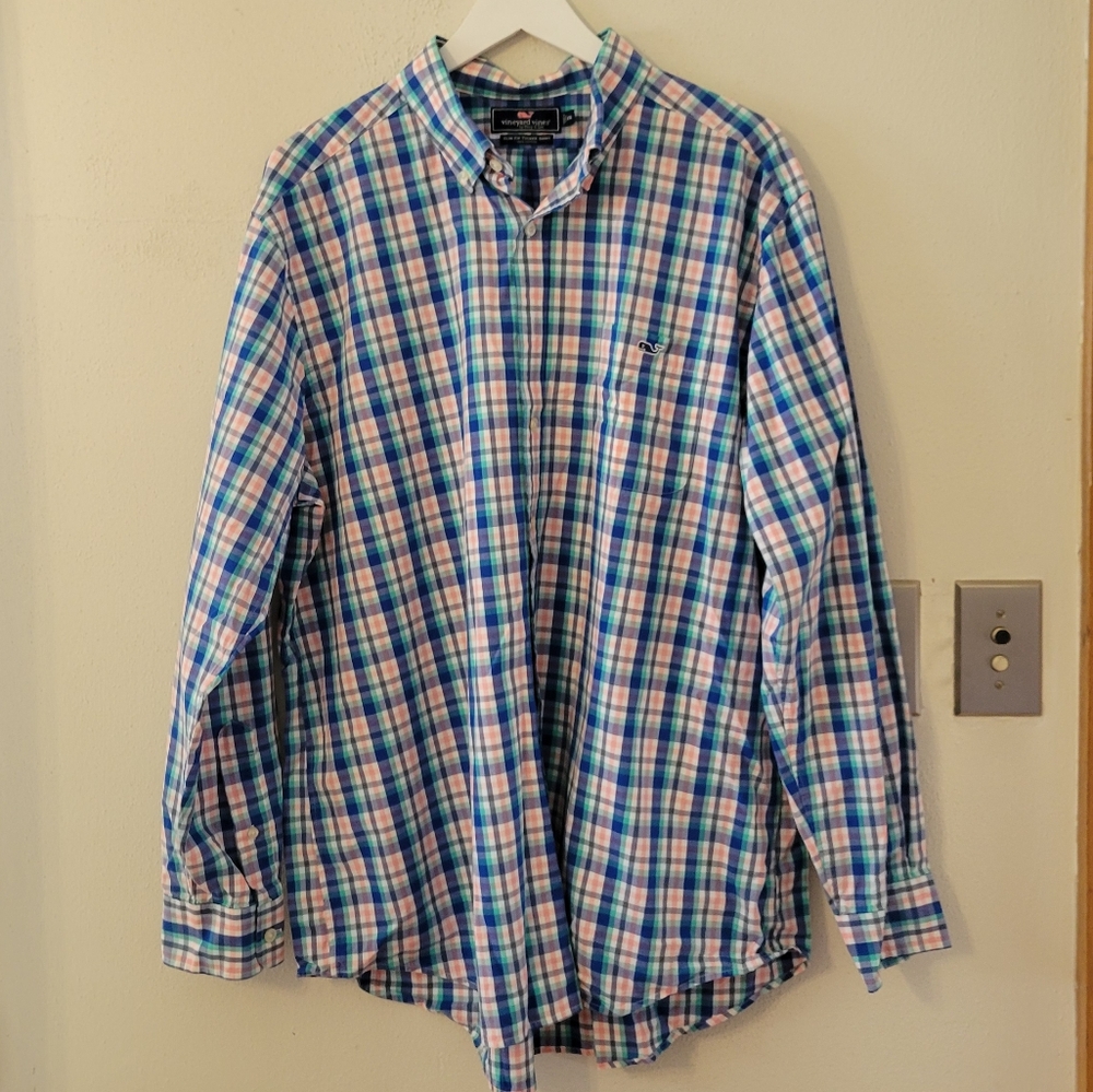 Vineyard Vines Slim Fit Tucker Buttondown Shirt - plaid - blue, pink, green